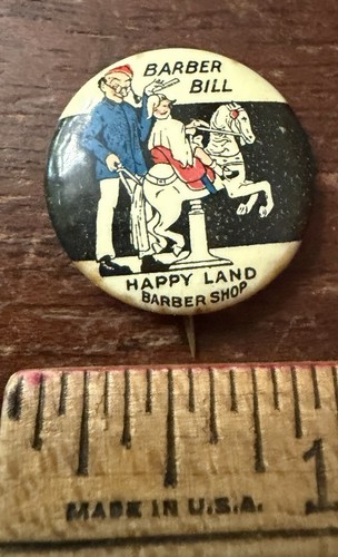 Vintage pinback barber bill - barber,